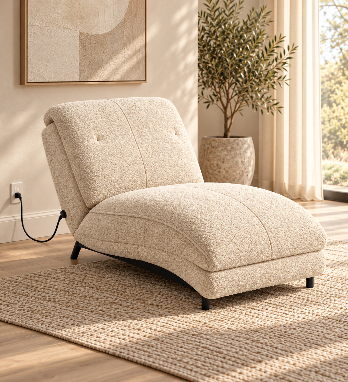 HOUSALY Graphene Heated Lounge Chair for Living Room, Armless Accent Chair with Intelligent Heating