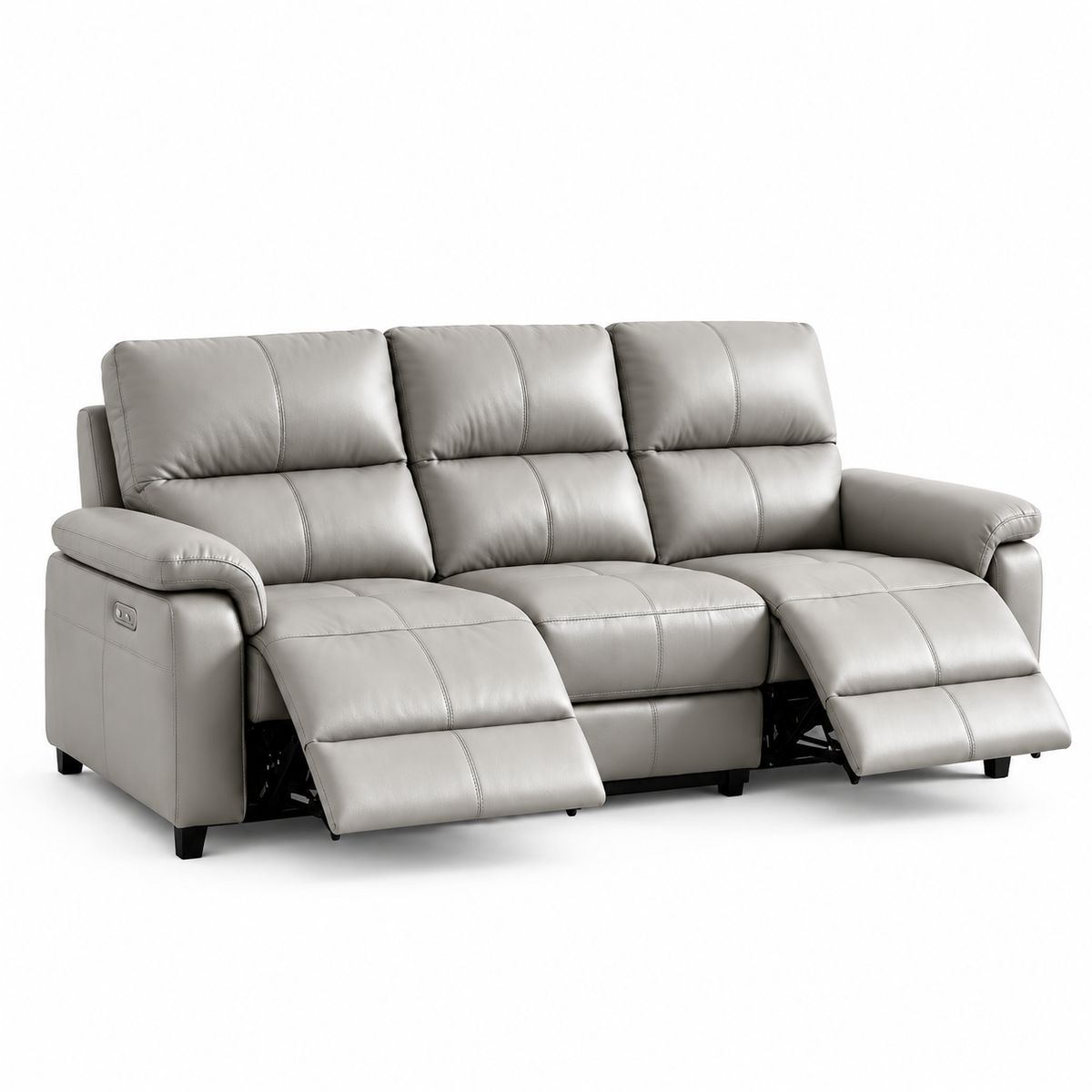HOUSALY 86.6" Graphene Heated Reclining Sofa for Living Room, 3-Seater Leather Couch with Adjustable Footrests and Intelligent Temperature Control