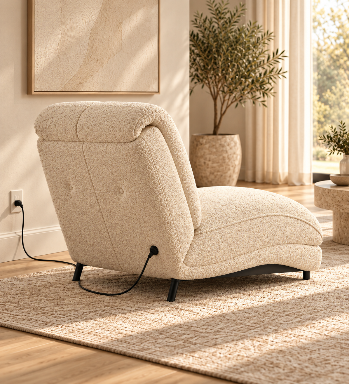 HOUSALY Graphene Heated Lounge Chair for Living Room, Armless Accent Chair with Intelligent Heating