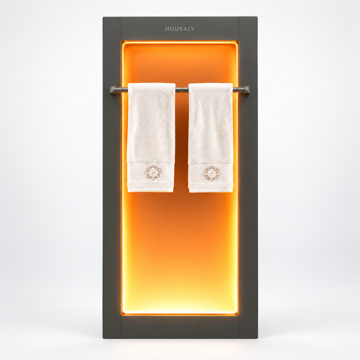 HOUSALY 39.4" Graphene Heated Towel Rack for Bathroom, Wall-Mounted Electric Towel Warmer with Intelligent Heating and Towel Bar