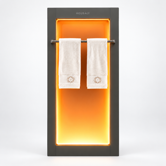 HOUSALY 39.4" Graphene Heated Towel Rack for Bathroom, Wall-Mounted Electric Towel Warmer with Intelligent Heating and Towel Bar