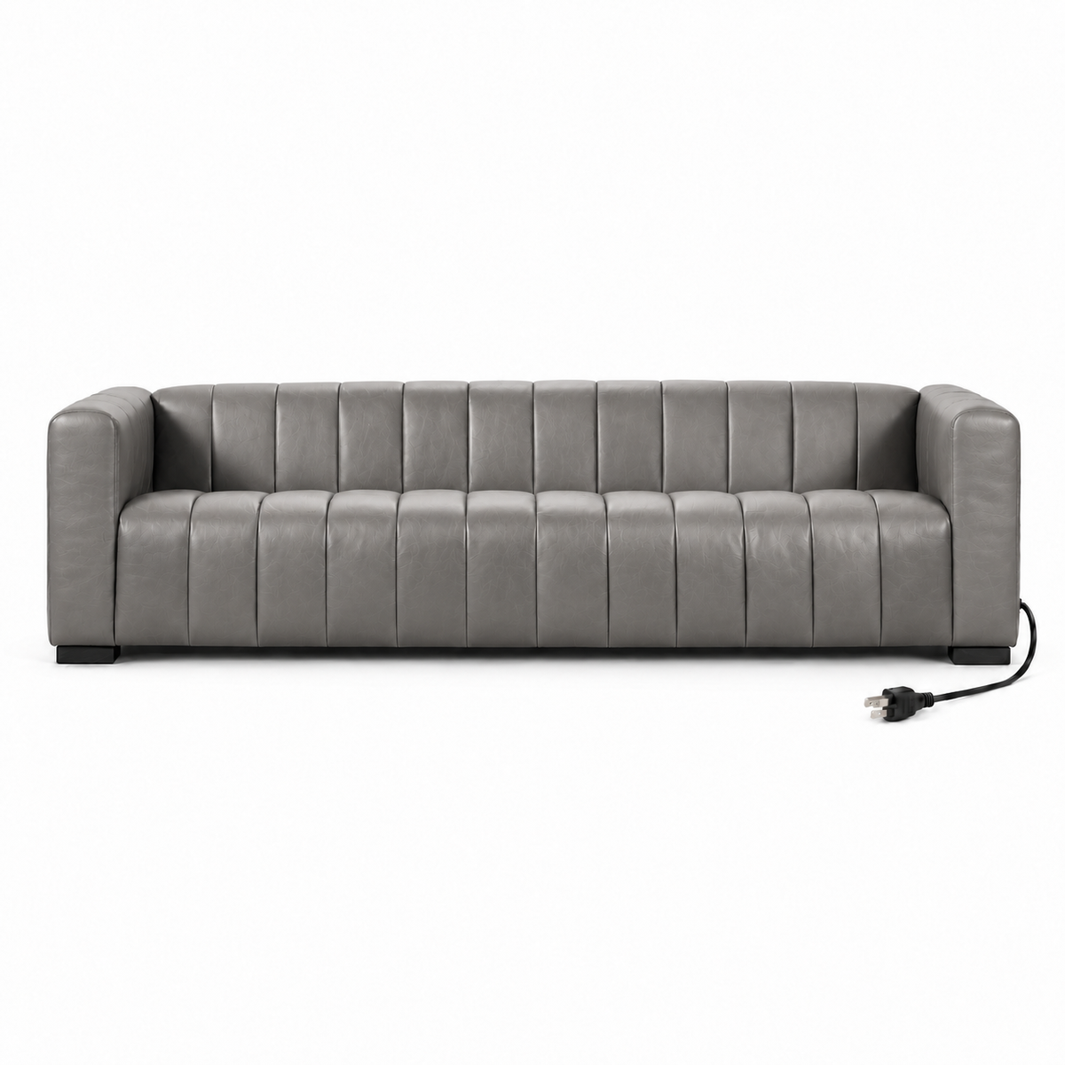 HOUSALY Graphene Heated Leather Sofa for Living Room, 85" 3-Seater Couch with Intelligent Heating