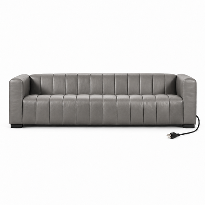 HOUSALY Graphene Heated Leather Sofa for Living Room, 85" 3-Seater Couch with Intelligent Heating