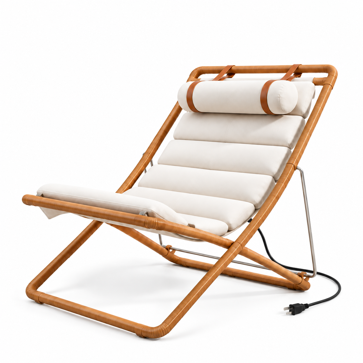 HOUSALY 41.3" Graphene Heated Lounge Chair, Foldable Reclining Chair with Cushioned Backrest for Indoor and Outdoor Use